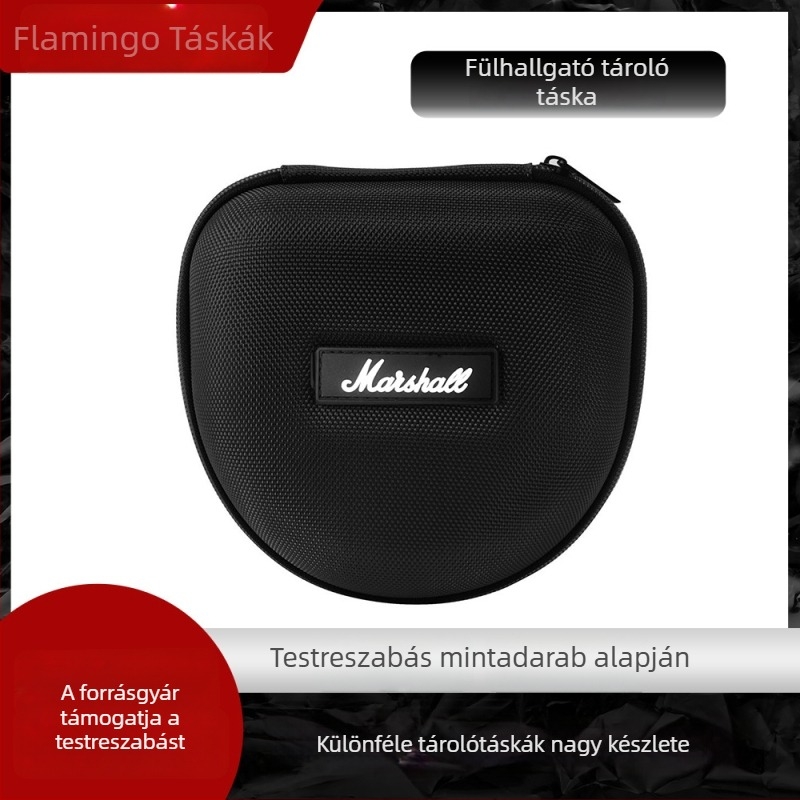 EVA tok nagy méretű Bluetooth fejhallgatókhoz, cipzárral, vízálló 3C tároló