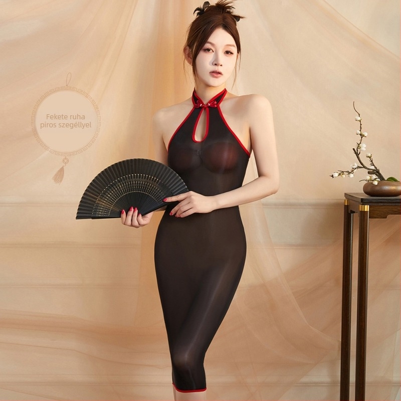 Qinghe Honey Drop 6D halternyakú cheongsam fehérnemű – gradient nylon, testhez álló bodycon, szexi egyenruha-stílus