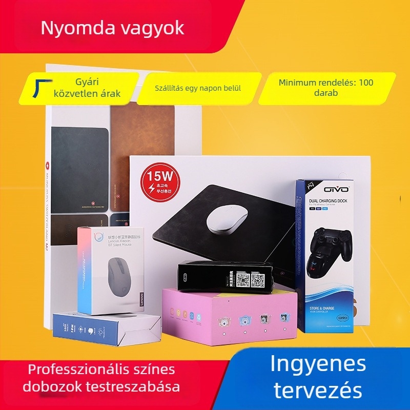 3C digitális perifériák csomagolására szolgáló összecsukható fehér kartondoboz