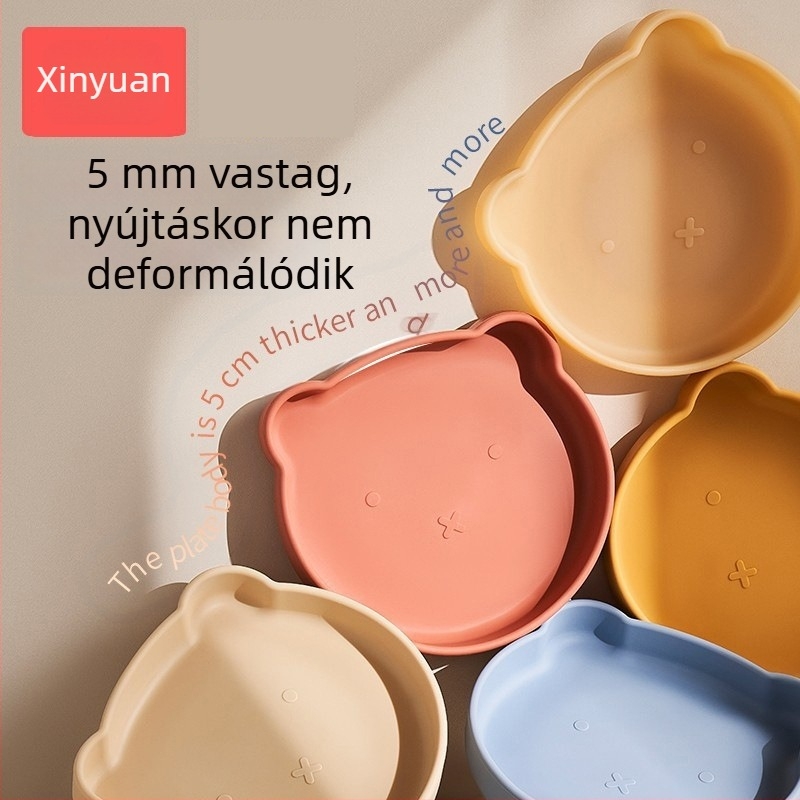 Medve alakú szilikon kutyatál, élelmiszer-minőségű, környezetbarát, multifunkcionális étkészlet tapadókoronggal
