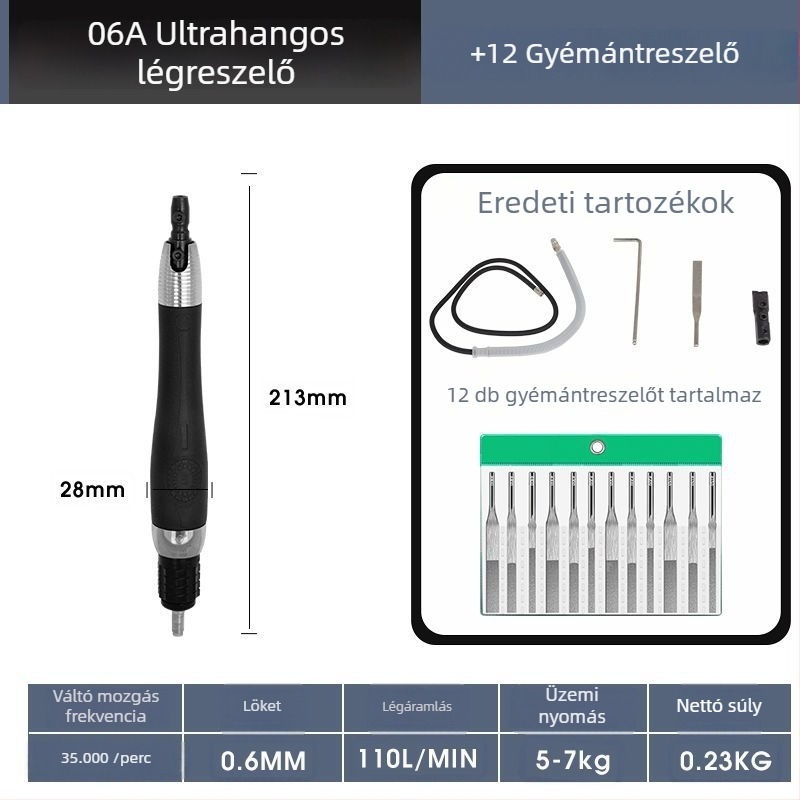 Ultrahangos pneumatikus reszelő formákhoz, levegővel hajtott polírozógép, élreszelő, visszafelé poliráló gép