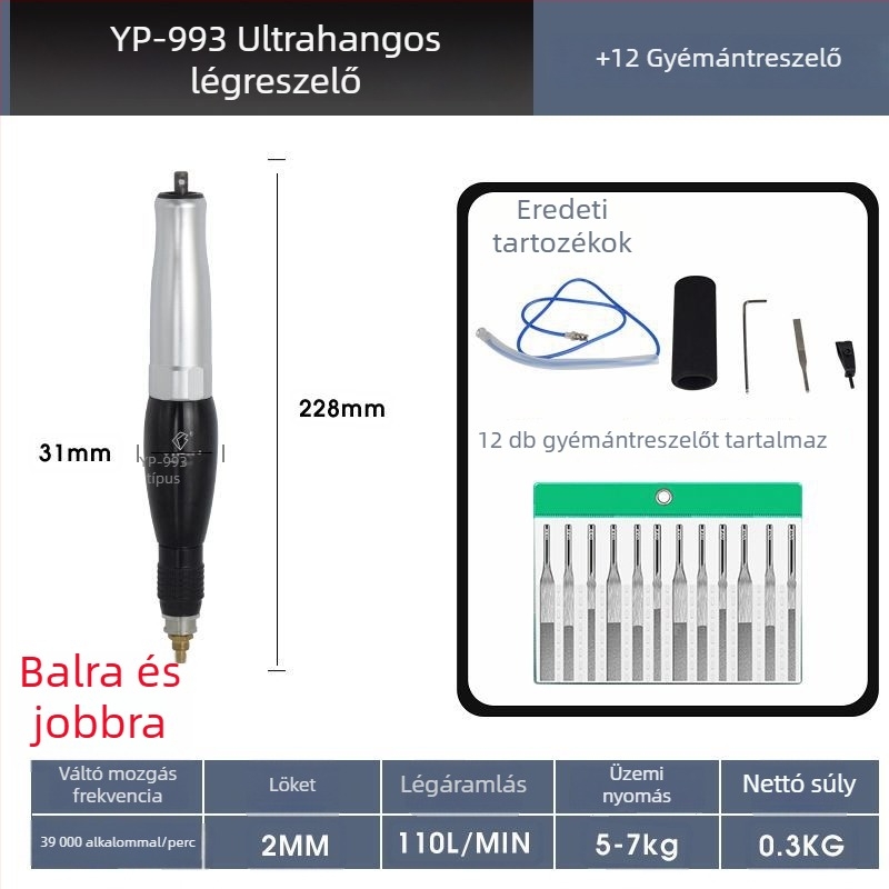 Ultrahangos pneumatikus reszelő formákhoz, levegővel hajtott polírozógép, élreszelő, visszafelé poliráló gép