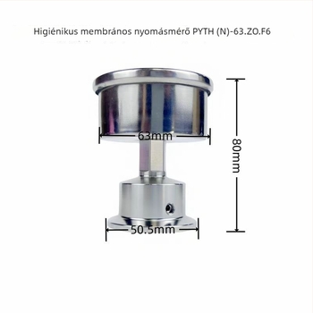 Szanitár diafragmás nyomásmérő PYTHN63F6, csipesz típusú gyors szerelés, 50,5 mm, névleges átmérő 63 mm, ütésálló