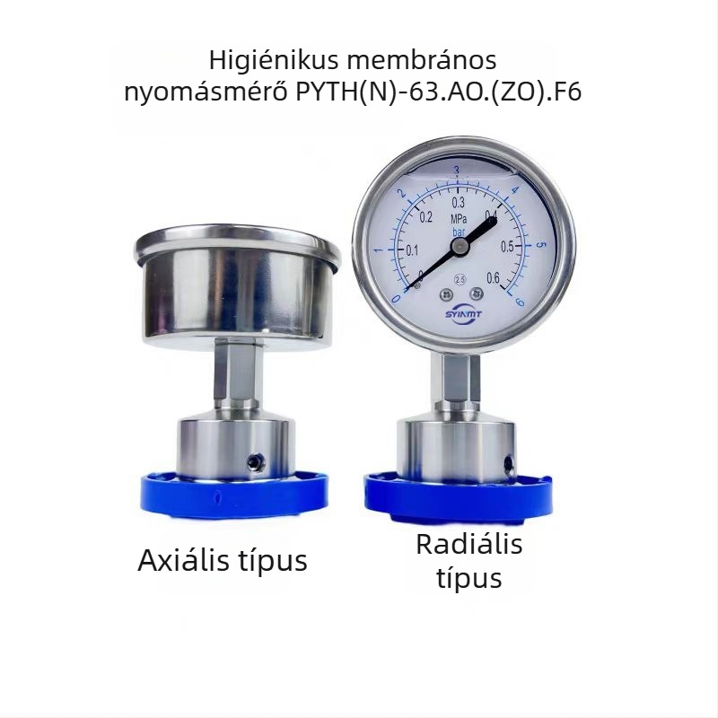 Szanitár diafragmás nyomásmérő PYTHN63F6, csipesz típusú gyors szerelés, 50,5 mm, névleges átmérő 63 mm, ütésálló