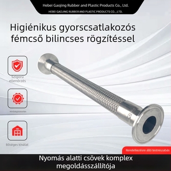 Csukó típusú rozsdamentes acél tömlő higiénikus csatlakozóval és hajlított bellows-szel, ipari gyorscsatlakozás