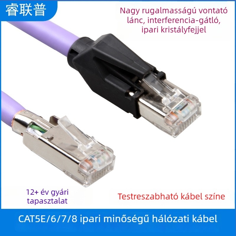 Gyárilag testre szabott ipari drag-chain Ethernet-kábel Cat5e, rendkívül rugalmas, 1 m