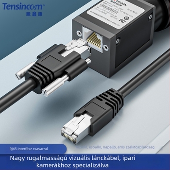 Tengxinkang Gigabit Shieldelt RJ45 Kábel Ipari Kamerához, Magas hajlékonyságú Drag Chain, Vízálló, Fekete, Párosított érpár
