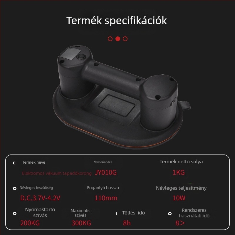 Elektromos szívókorongos emelő üveg- és csempe rögzítéséhez, nehéz terhelésű, kétmotoros