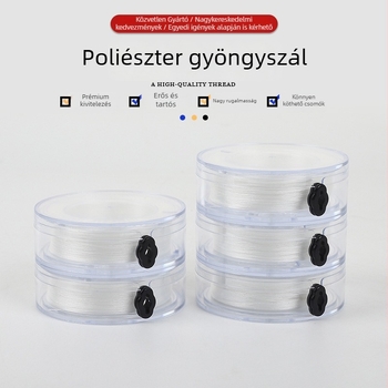 Poliészter gyöngyfűző zsinór, ultra vékony, átlátszó dobozban, DIY gyöngyékszerekhez