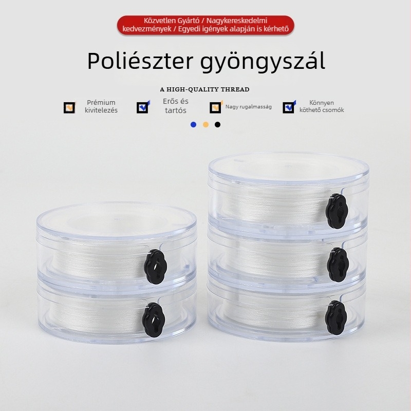 Poliészter gyöngyfűző zsinór, ultra vékony, átlátszó dobozban, DIY gyöngyékszerekhez