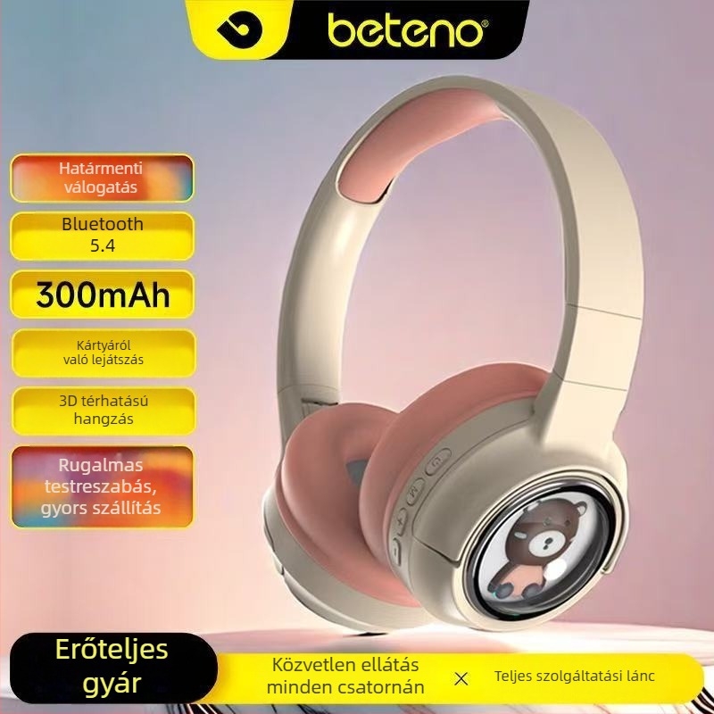 BH-S10 Világító űrkapszula gamer fejhallgató Bluetoothkal, vezeték nélküli, összecsukható, kreatív világítással