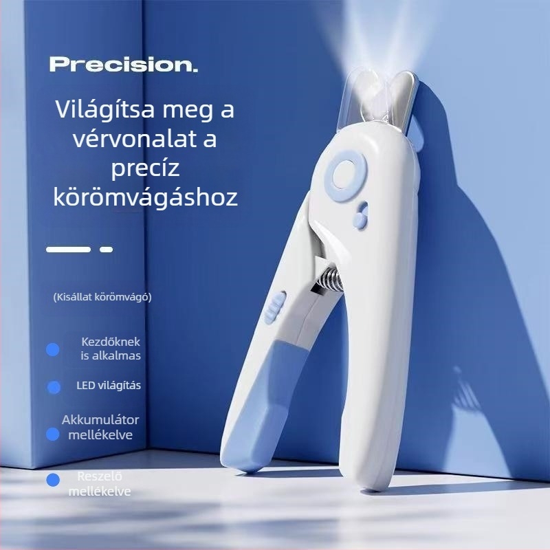 Új kisállat körömvágó LED világítással, macska- és kutya körömvágó, manikűr eszközök, köröm polírozó