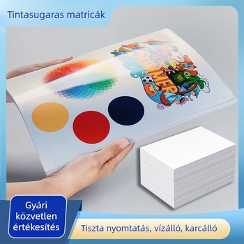 Átlátszó önragasztó PET papír lézer- és tintasugaras nyomtatáshoz, fényes, víz- és olajálló