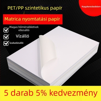 Átlátszó önragasztó PET papír lézer- és tintasugaras nyomtatáshoz, fényes, víz- és olajálló