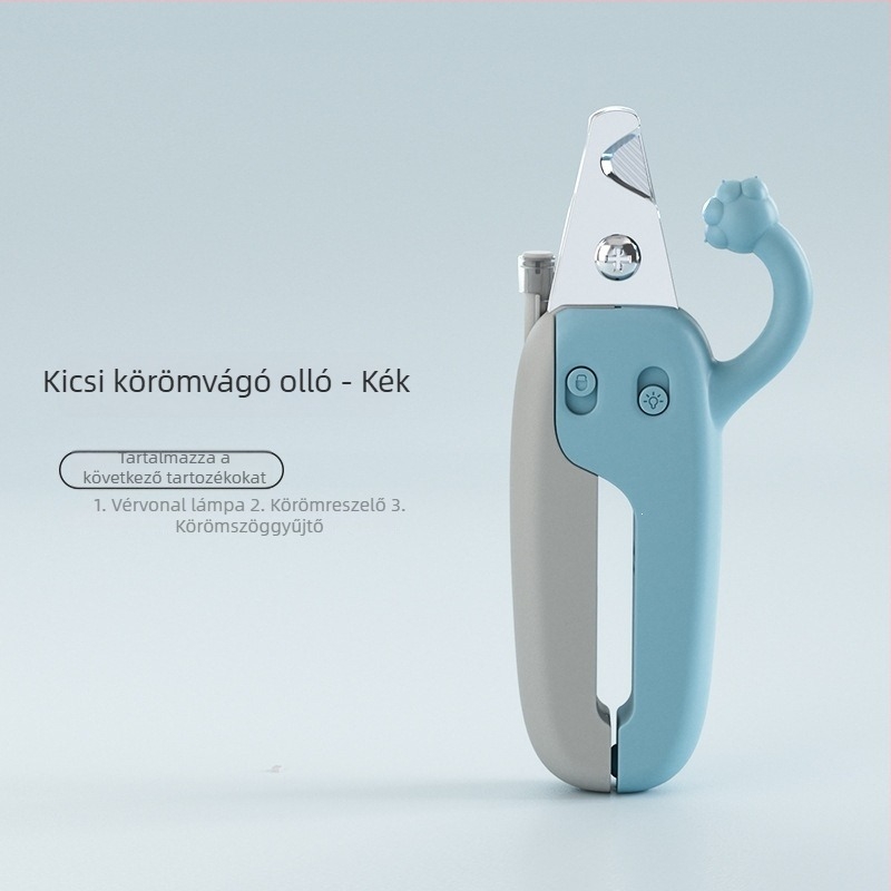 Kutyák és macskák körmök ollója, 2 az 1-ben LED világítással, cseppálló, kezdőknek