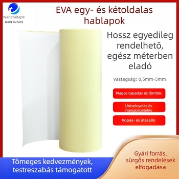 Fehér EVA habszalag, egyoldalas ragasztóval, ütéscsillapító és hangszigetelő habpárna, vastagság 1–5 mm