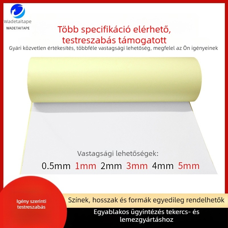 Fehér EVA habszalag, egyoldalas ragasztóval, ütéscsillapító és hangszigetelő habpárna, vastagság 1–5 mm