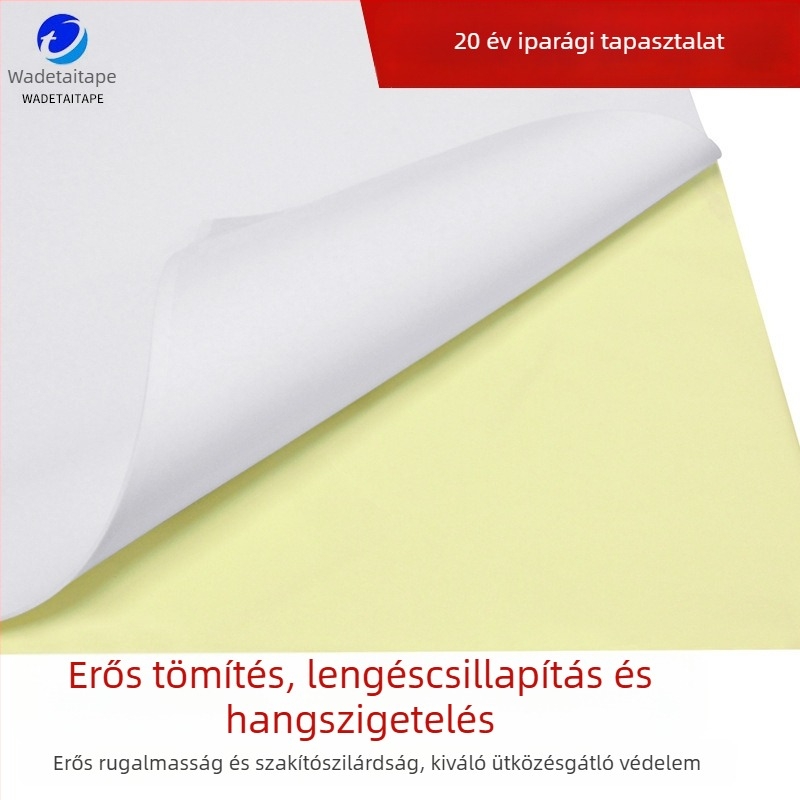 Fehér EVA habszalag, egyoldalas ragasztóval, ütéscsillapító és hangszigetelő habpárna, vastagság 1–5 mm
