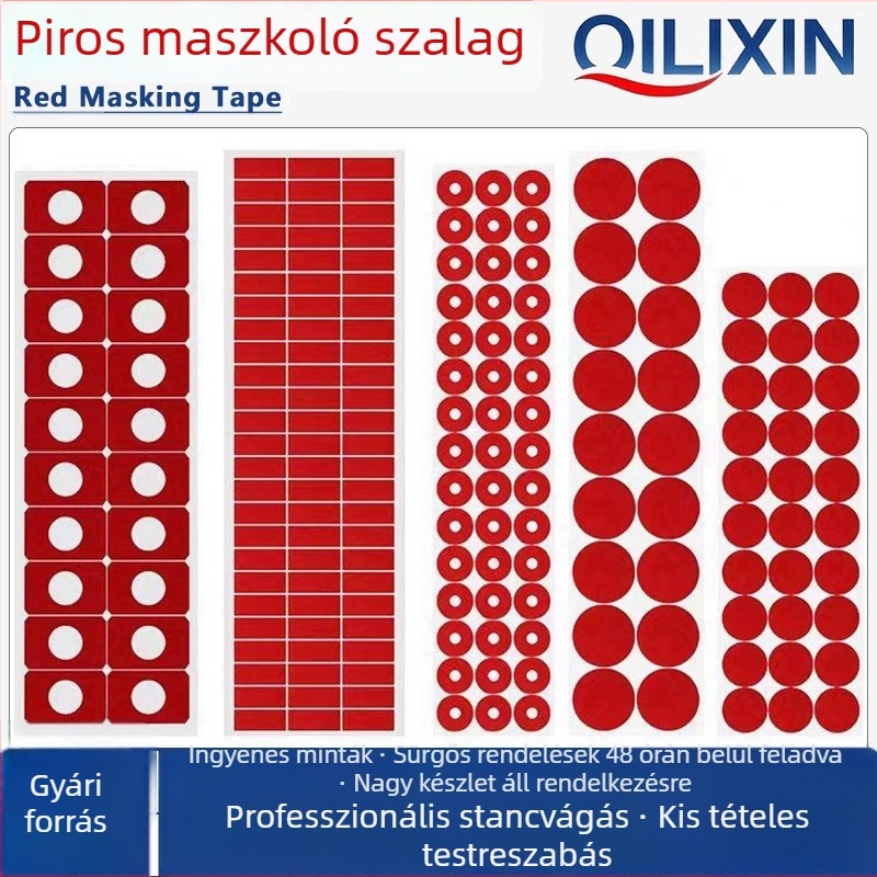 PET magas hőálló piros maszkoló szalag permetezéshez és galvanizáláshoz, ragasztó maradványok nélkül, piros maszkoló papír