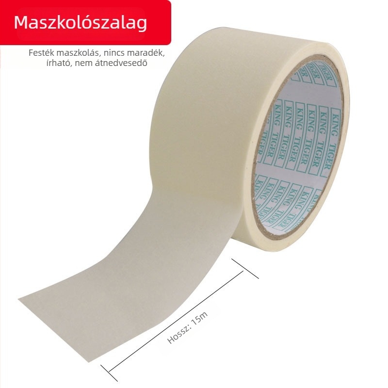 Fehér maszkoló szalag autófestéshez és dekorációhoz, nyom nélkül, könnyen téphető, testreszabható