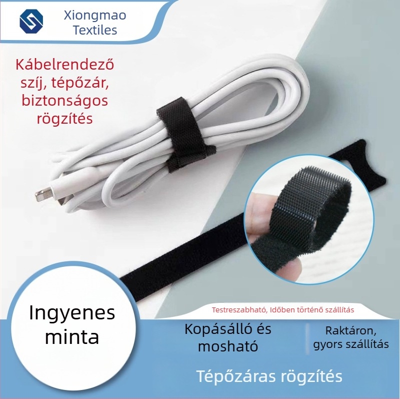 Kétoldalas Velcro kábelkötegő szalag nylon-fleece anyaggal