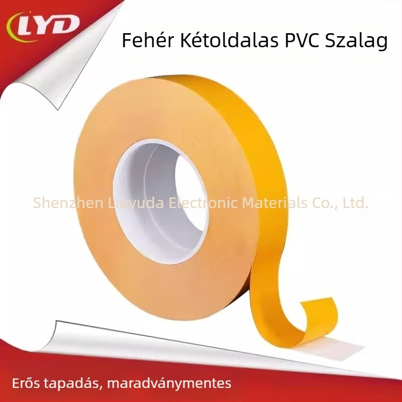 Tejfehér PVC kétoldalas ragasztószalag, erős, hőálló, nyommentes, vízálló ipari szalag, korona szalag, magas viszkozitás