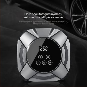 Autó guminyomás pumpa digitális kijelzővel, 12V, 30-hengeres