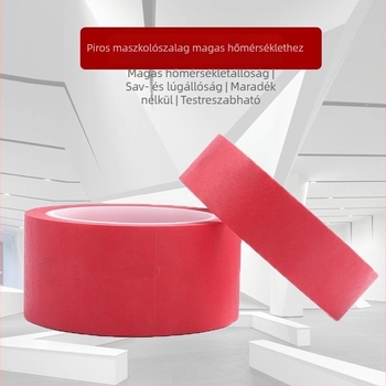 Piros maszkoló szalag texturált papírból permetezőfestéshez, maradék nélkül, áthatolás elleni védelem, magas hőállóság, erős tapadás