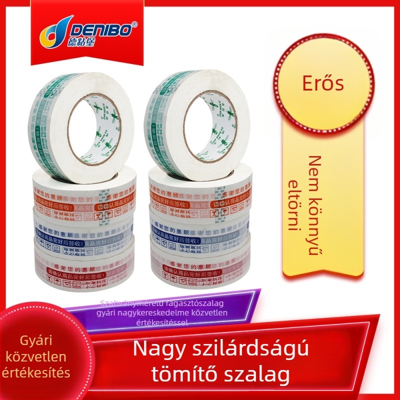Egyedi logóval nyomott színes lezáró szalag, e-kereskedelemre, különböző méretek, nagy tételben