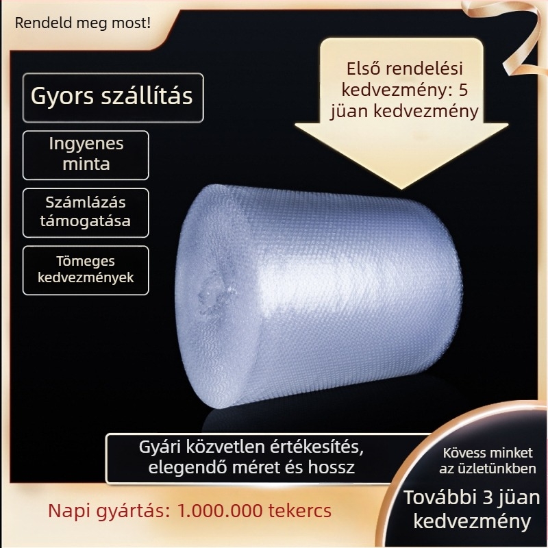 Dupla rétegű nagy buborékos buborékfólia roll, átlátszó vastag párnázó film csomagoláshoz