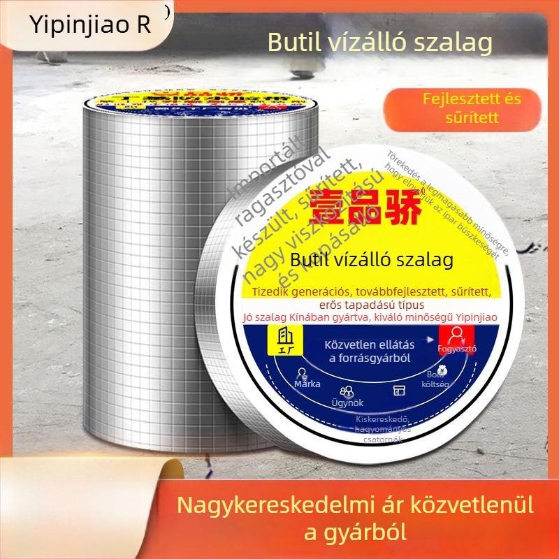 Öntapadós, butil-vízálló szalag színes acél tetők és fémházak szivárgásainak javítására; erős tömítés a résekhez; hossz 10 m, szélesség 5–100 cm