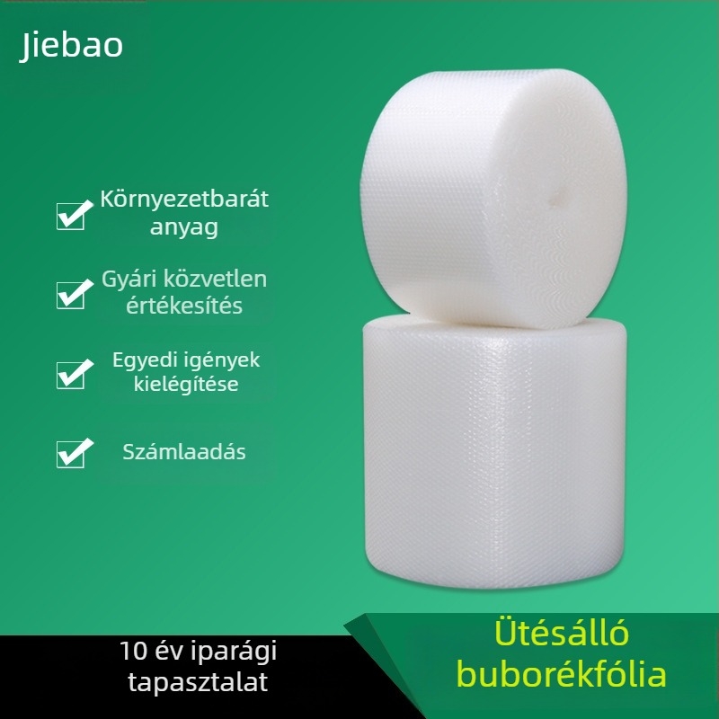 Buborékfólia, 100 cm széles, 100 m hosszú, közepes buborékokkal, megerősített ütésálló csomagolás, átlátszó hófehér