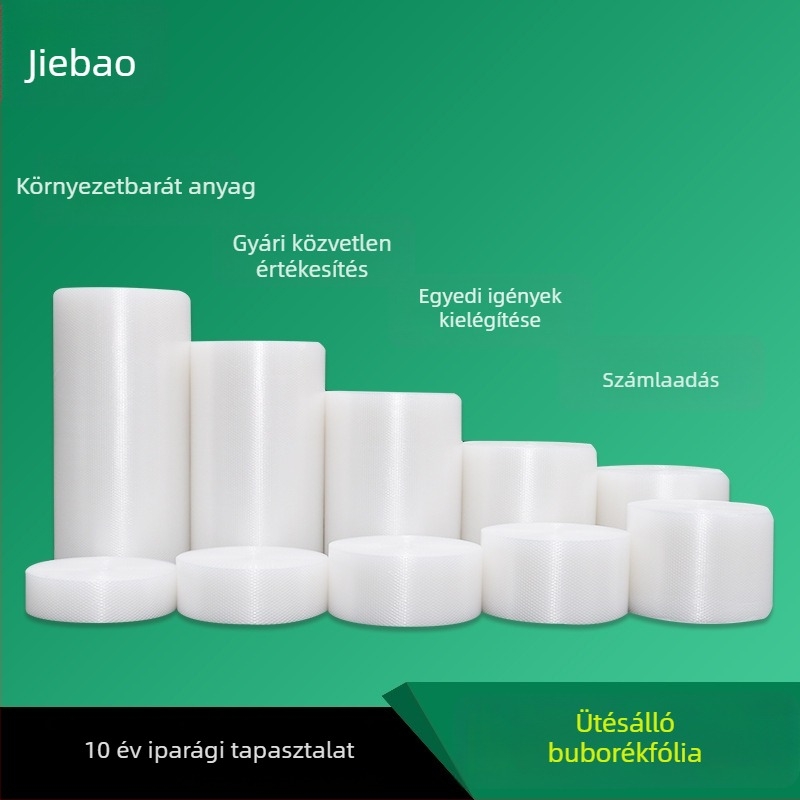 Buborékfólia, 100 cm széles, 100 m hosszú, közepes buborékokkal, megerősített ütésálló csomagolás, átlátszó hófehér