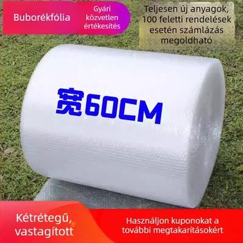 Kétszintes buborékfólia, vastagított csomagolóhab, 60 cm széles, 50 m hosszú