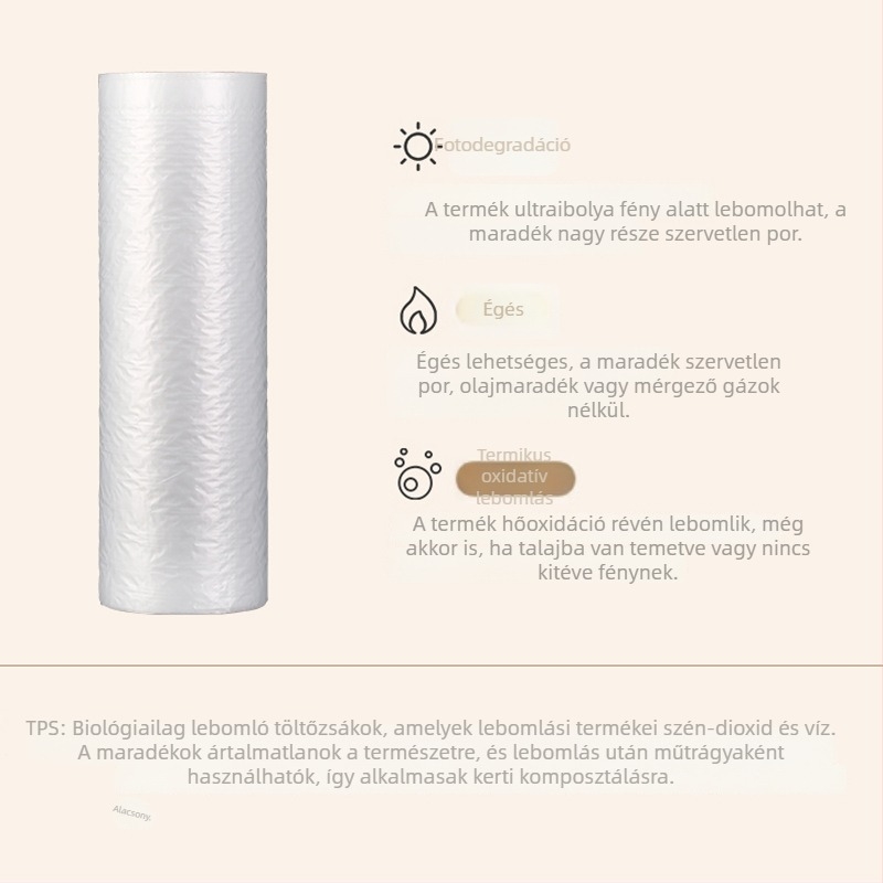 Biodegradábilis buborékfólia párnázáshoz, szélesség 25 cm, hossz 400 m, polietilén