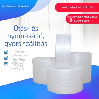 Buborékfóliás tekercs, 50 cm széles, 55 m hosszú, fehér, közepes buborékok