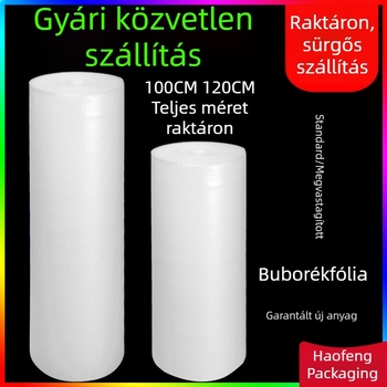PE buborékfólia, 30 cm széles, egy rétegű, közepes buborékokkal, csomagoláshoz