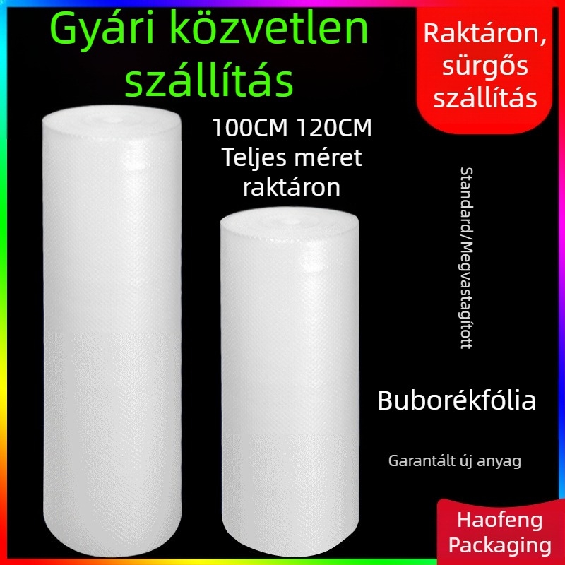 PE buborékfólia, 30 cm széles, egy rétegű, közepes buborékokkal, csomagoláshoz