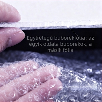 Buborékfólia tekercs, közepes buborékokkal, 30 cm × 60 m, 80 g/m², átlátszó csomagolóanyag