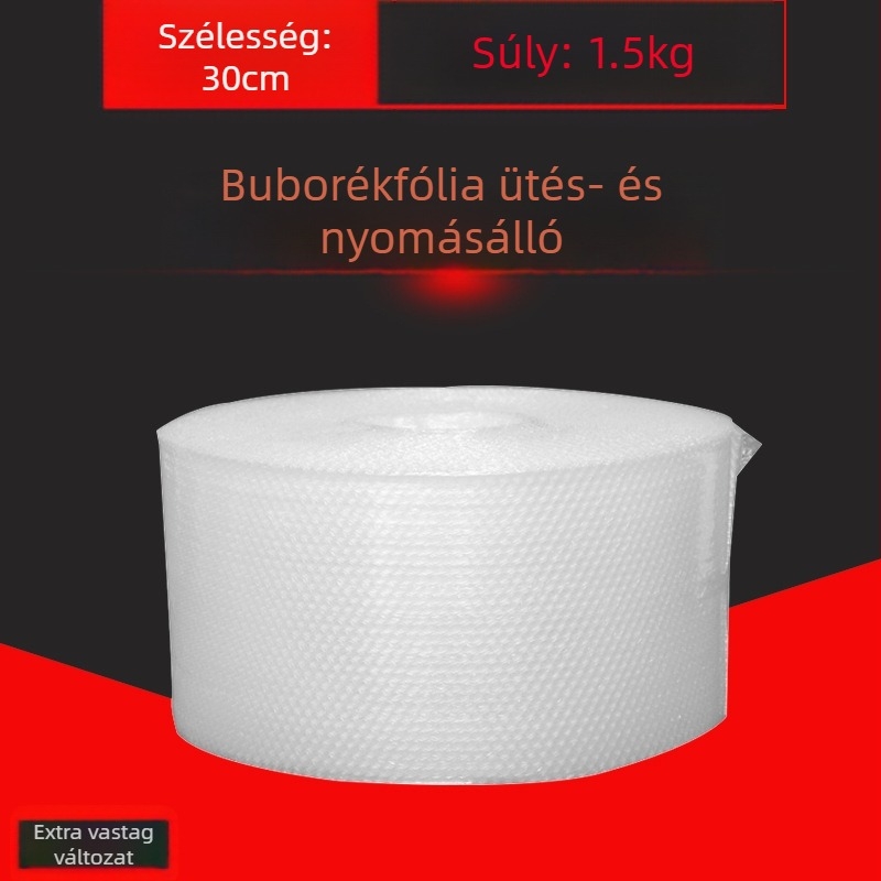 Extra vastag csomagoló buborékfólia, 30 cm széles, 60 m hosszú, fehér buborékok közepes méretűek