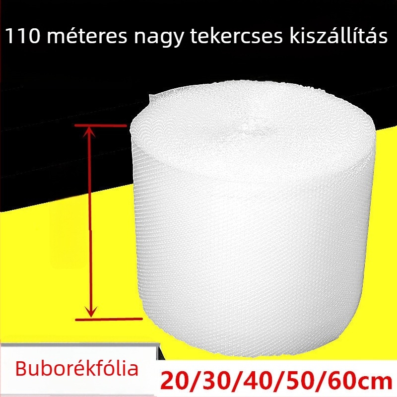 110 m hosszú buborékfólia tekercs, szélesség 20/30/40/50/60 cm, közepes buborékok, logisztikai csomagoláshoz