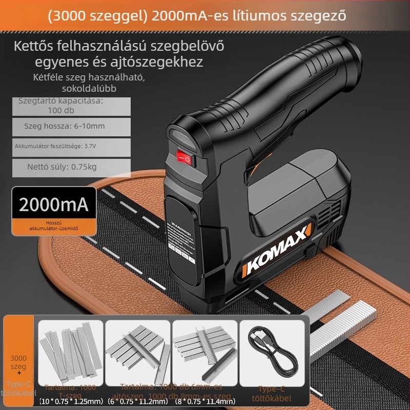 Cosmax Vezeték nélküli elektromos szögpisztoly fához – Li-ion akkumulátorral