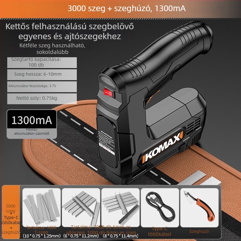 Cosmax Vezeték nélküli elektromos szögpisztoly fához – Li-ion akkumulátorral