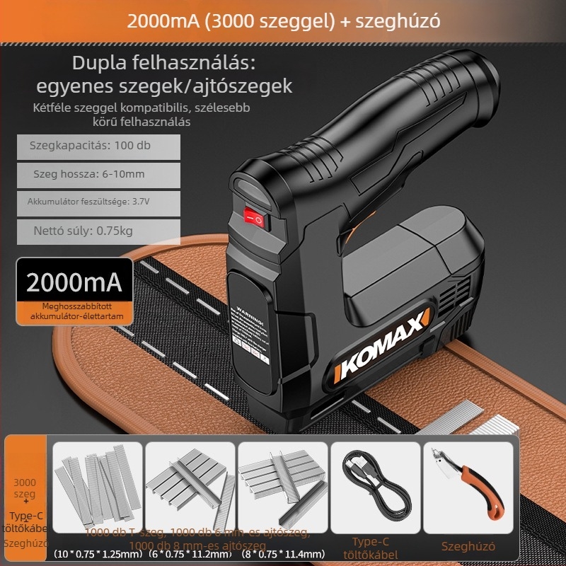 Cosmax Vezeték nélküli elektromos szögpisztoly fához – Li-ion akkumulátorral