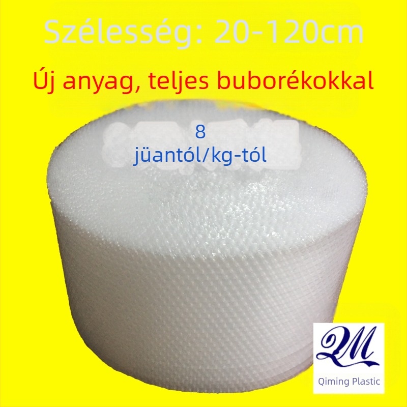 Új anyagú buborékfólia tekercs — átlátszó, védőcsomagolás, 50 cm szélesség, 100 m hossz