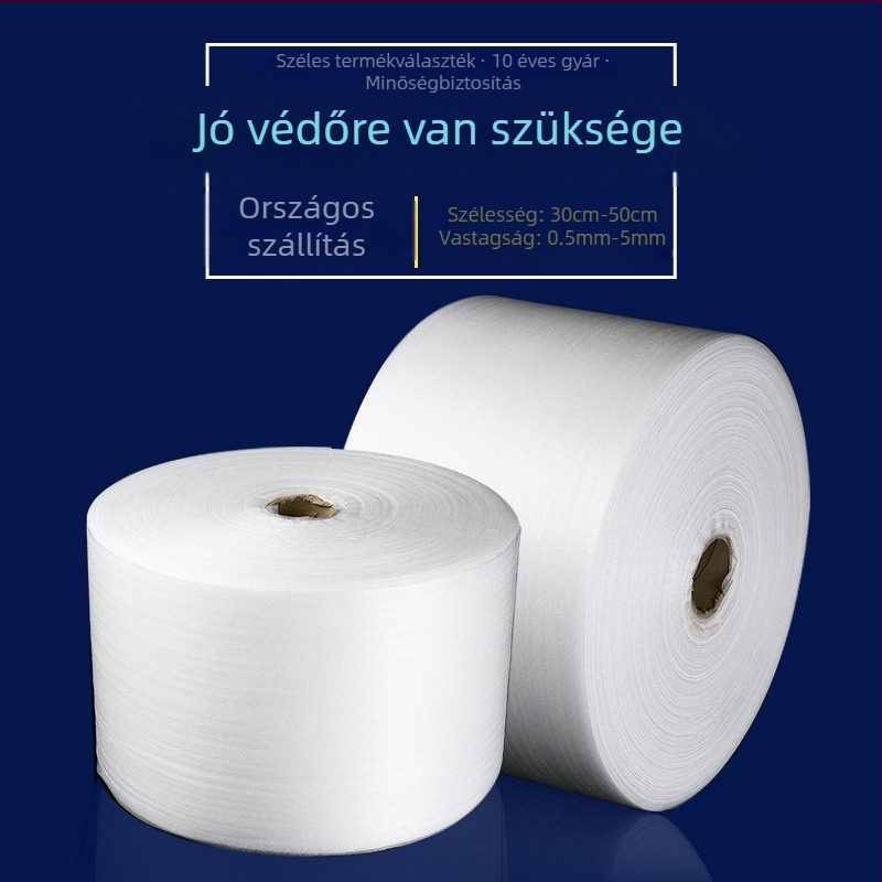 50 cm széles EPE Pearl Cotton csomagolóhablemez, puha töltés, ütésálló csomagoláshoz