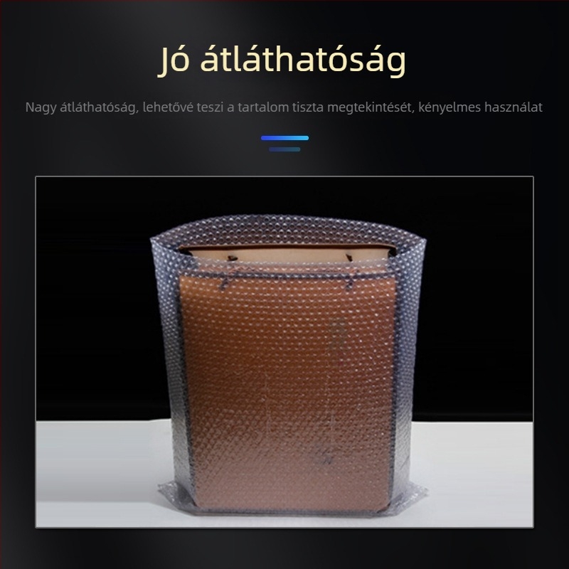 Vastagított dupla rétegű buborékfólia, átlátszó műanyag, nagy tekercs, szélesség 50 cm