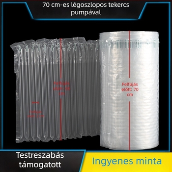 Egyedi buborékos oszlopos tekercsanyag légoszlopos zacskókhoz, megerősített PE+PA, 70 cm, alkalmas bor számára, kozmetikumokra, kézműves termékekre, digitális termékekre és növényekre