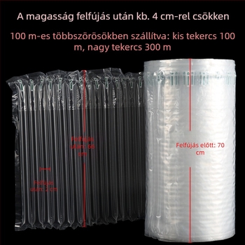 Egyedi buborékos oszlopos tekercsanyag légoszlopos zacskókhoz, megerősített PE+PA, 70 cm, alkalmas bor számára, kozmetikumokra, kézműves termékekre, digitális termékekre és növényekre