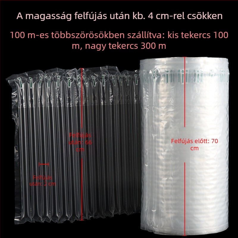 Egyedi buborékos oszlopos tekercsanyag légoszlopos zacskókhoz, megerősített PE+PA, 70 cm, alkalmas bor számára, kozmetikumokra, kézműves termékekre, digitális termékekre és növényekre